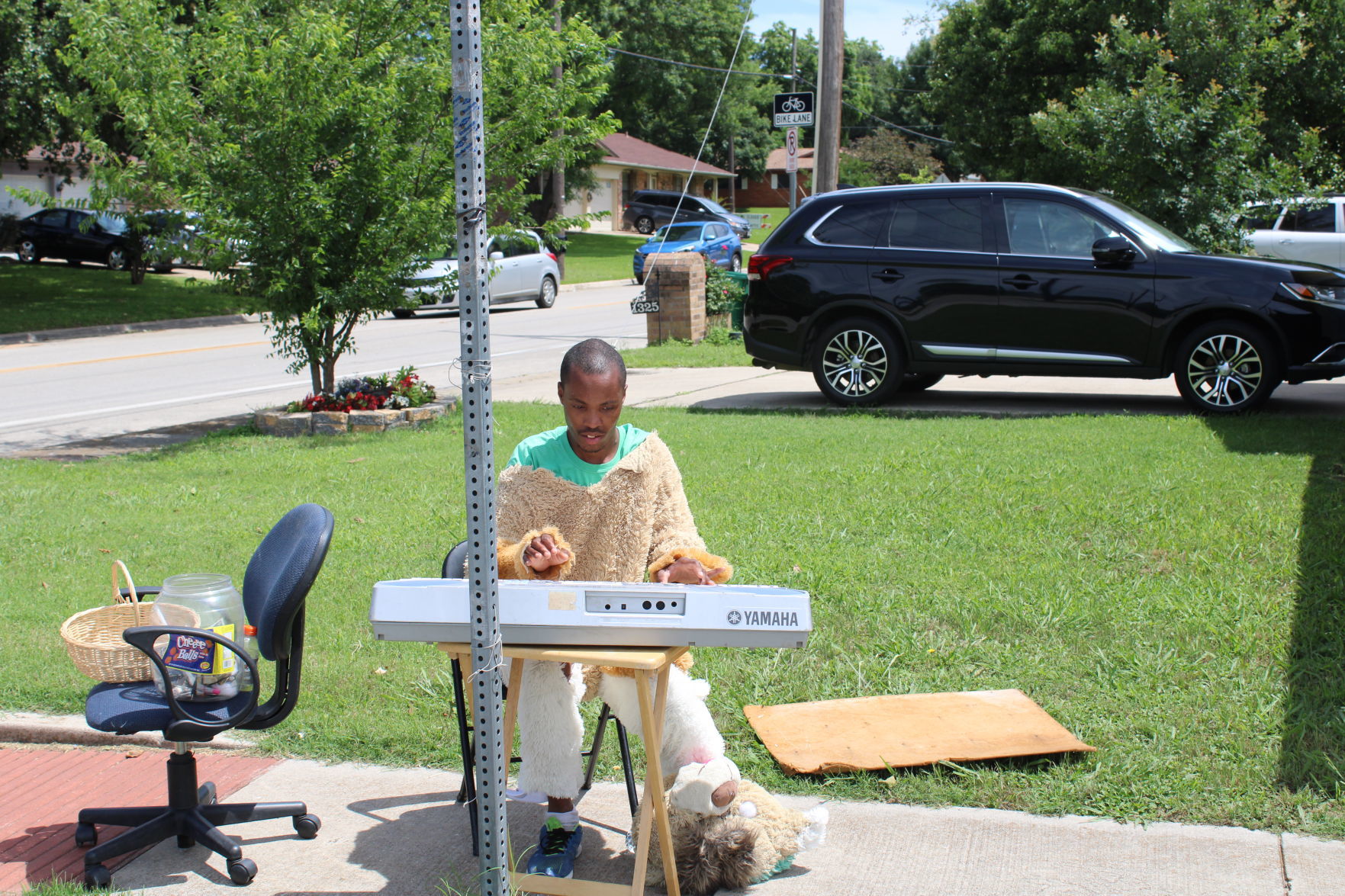 Playing on the sidewalk
